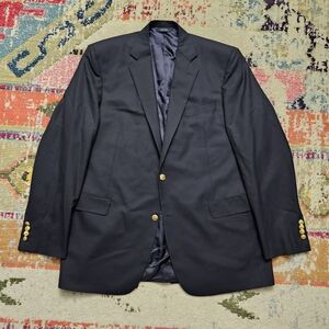 Brooks Brothers Loro Piana Blazer Size 45 L Navy 2 Gold Button Suit Sport Coat